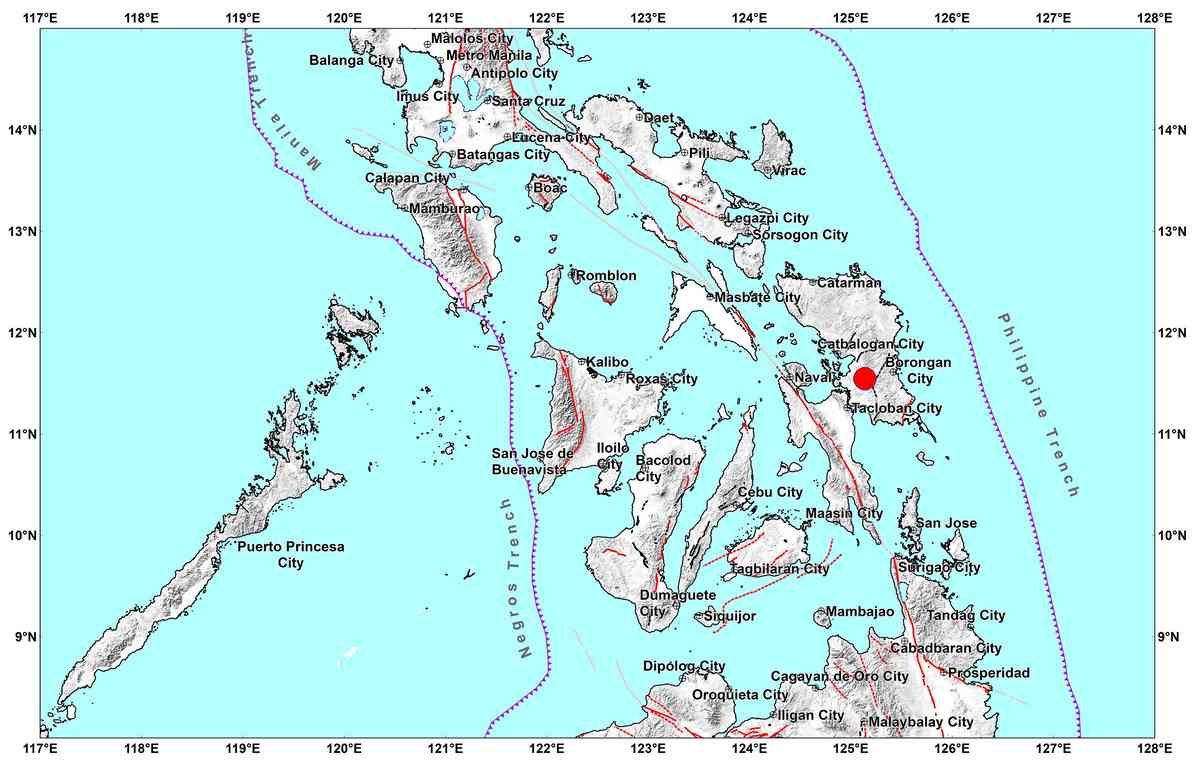 Magnitude 5.6 quake jolts Calbiga, Samar