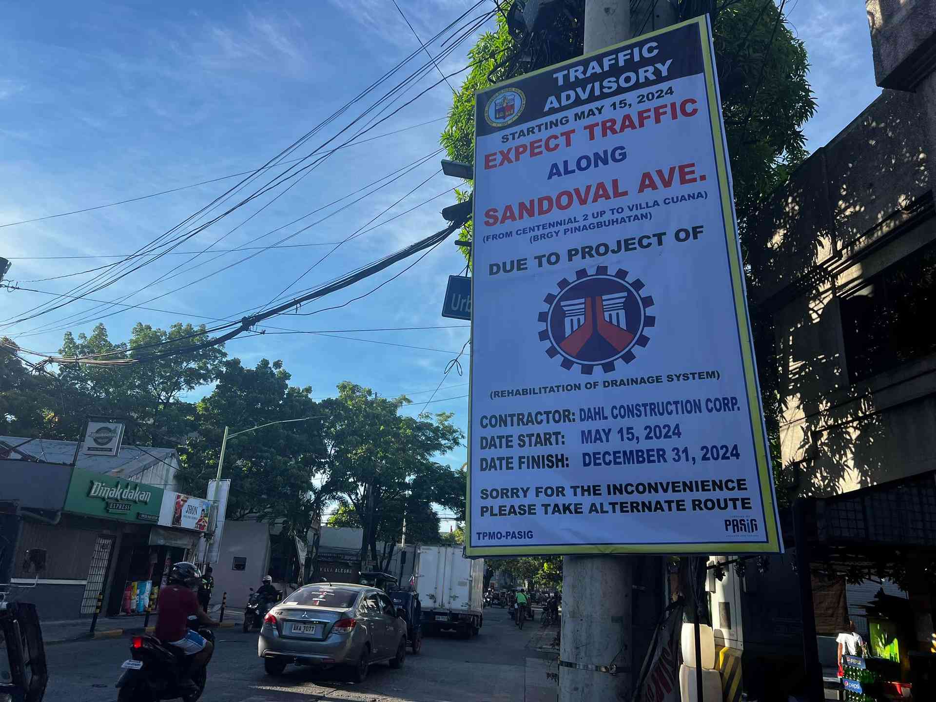 Motorists to expect heavy traffic at Pinagbuhatan, Pasig
