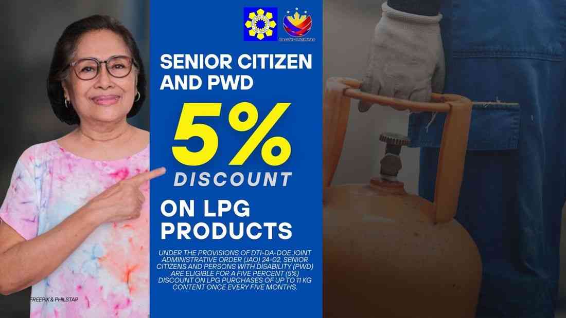 Seniors, PWDs entitled to 5% LPG discount — DOE
