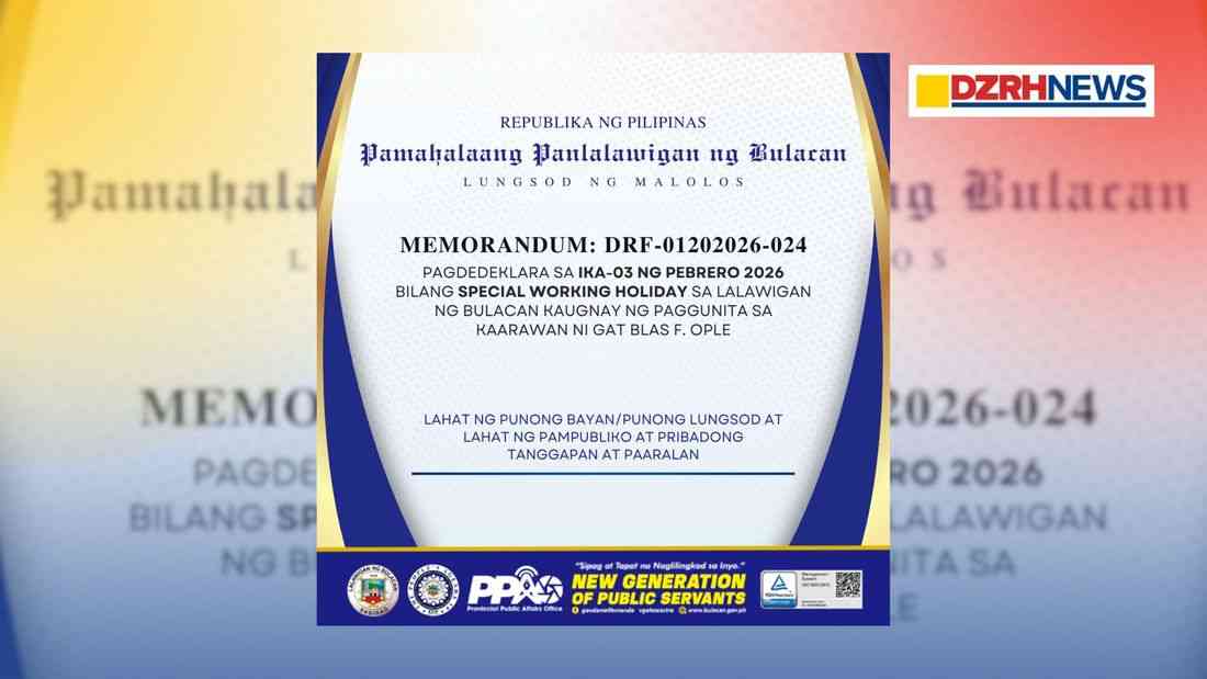 Bulacan declares Feb. 3, 2026 a special working holiday to honor Gat Blas F. Ople’s 99th birth anniversary