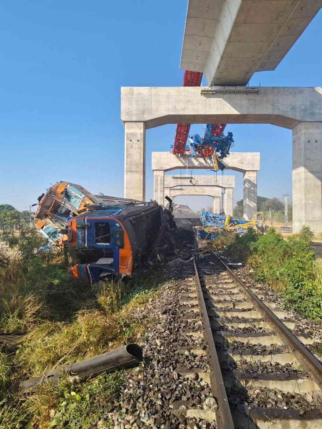 At least 12 killed after crane falls on train in Thailand's northeast
