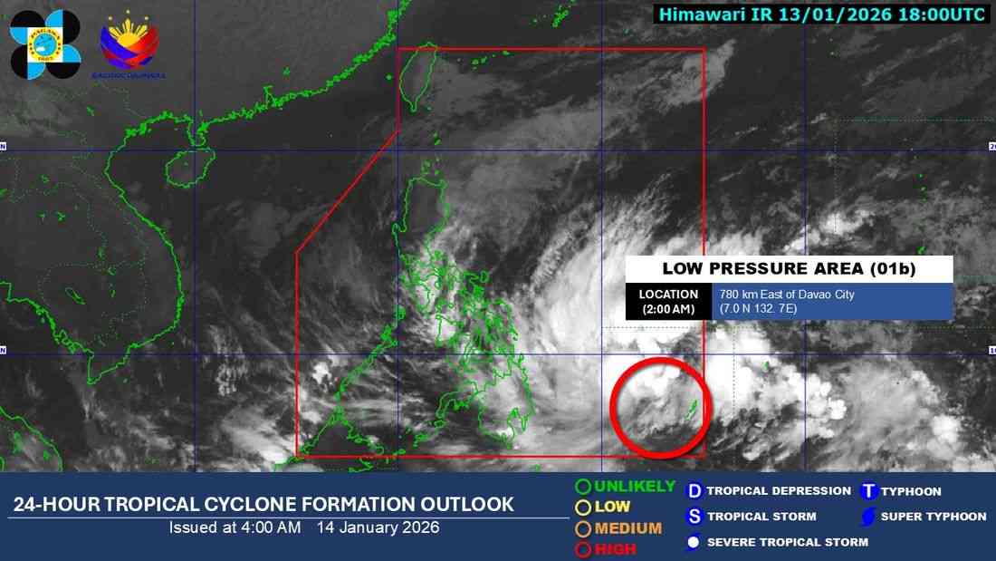 LPA inside PAR now has a ‘high’ chance of developing into a tropical depression