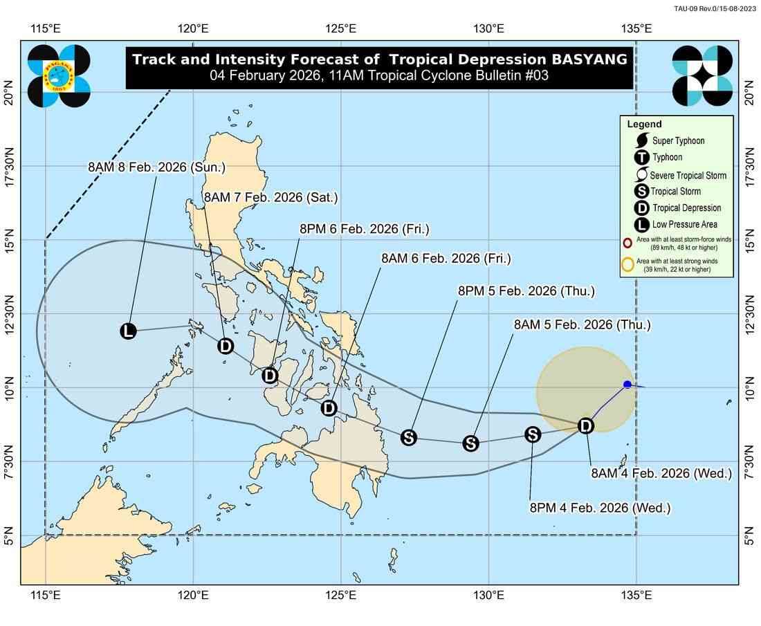 ‘Basyang’ maintains strength; Signal No. 1 up in Surigao del Sur, eastern Surigao del Norte