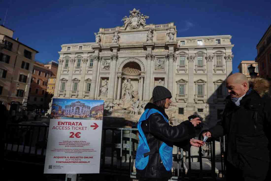 Rome introduces Trevi Fountain access fee to curb coin-tossing crowds
