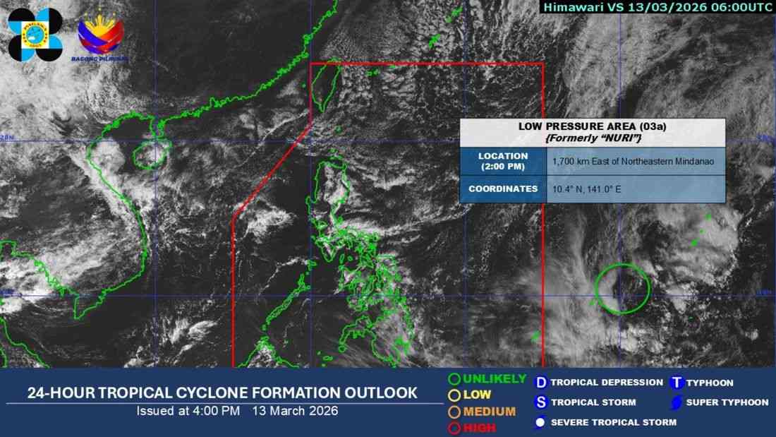 LPA outside PAR ‘unlikely’ to redevelop into a tropical depression – PAGASA