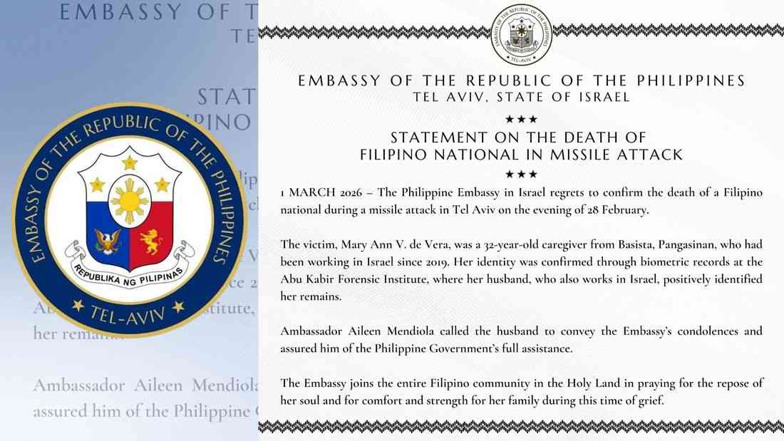 PH Embassy in Israel confirms first Filipino casualty amid conflict in Middle East