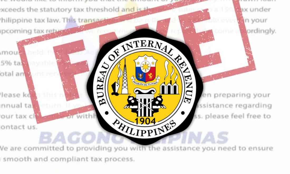 BIR warns public: Beware of fake tax payment reminders