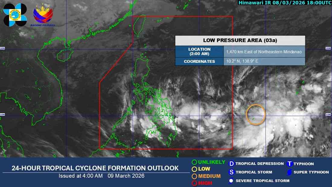 LPA outside PAR now has ‘medium’ chance of developing into tropical depression