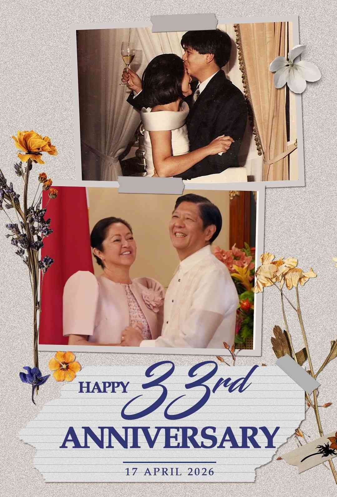 PBBM, First Lady Liza mark 33rd wedding anniversary