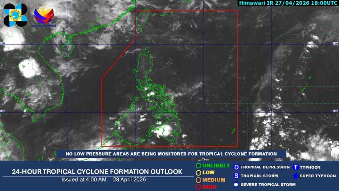 Easterlies affect PH on Tuesday, April 28
