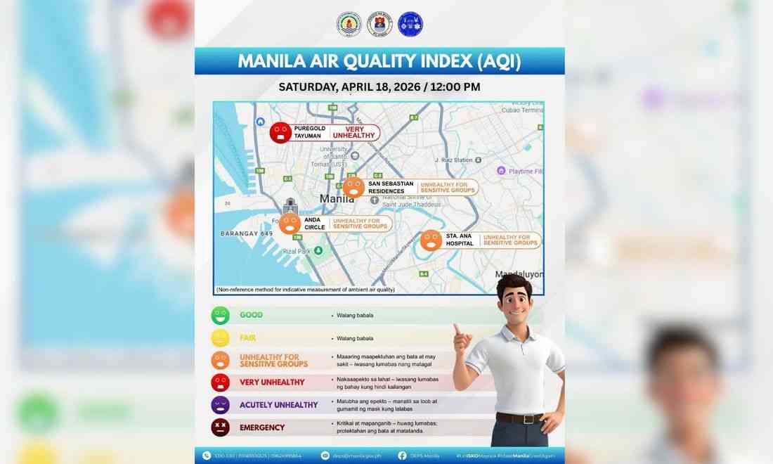 'Very unhealthy' air quality recorded in Manila