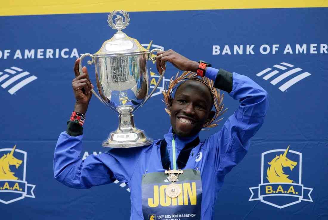 Athletics-Kenya's Korir shatters Boston Marathon course record