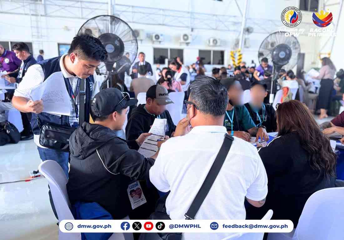 Chartered flight carrying over 300 Filipino repatriates from Dubai lands at the Villamor Airbase
