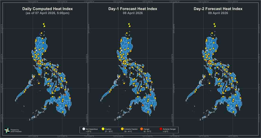 2 areas under ‘danger’ heat index on April 8
