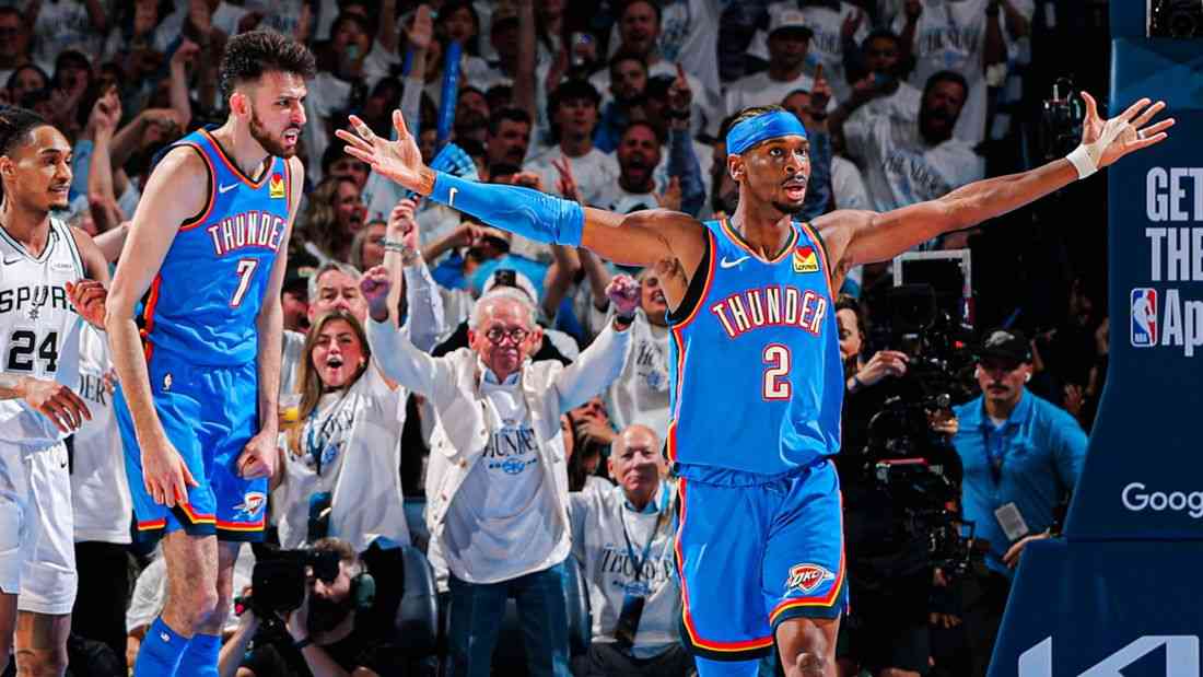 Thunder rally past Spurs in Game 2, even West Finals at 1–1
