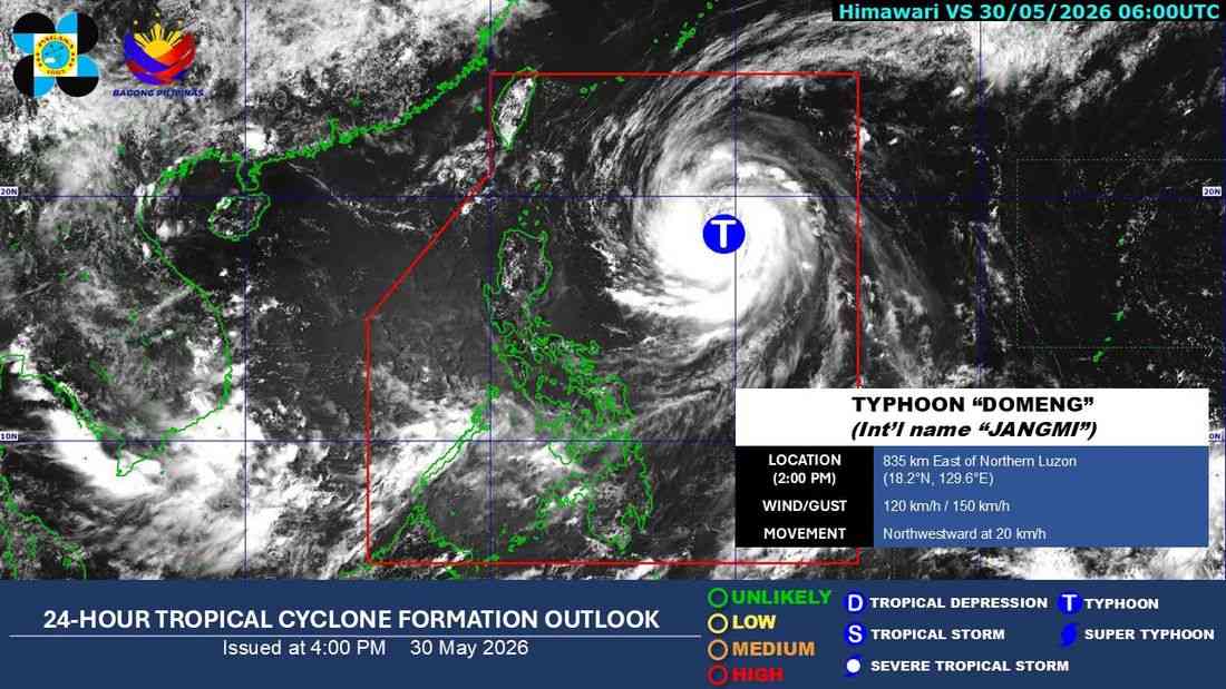 'Domeng' intensifies into typhoon inside PAR; unlikely to make landfall  — PAGASA