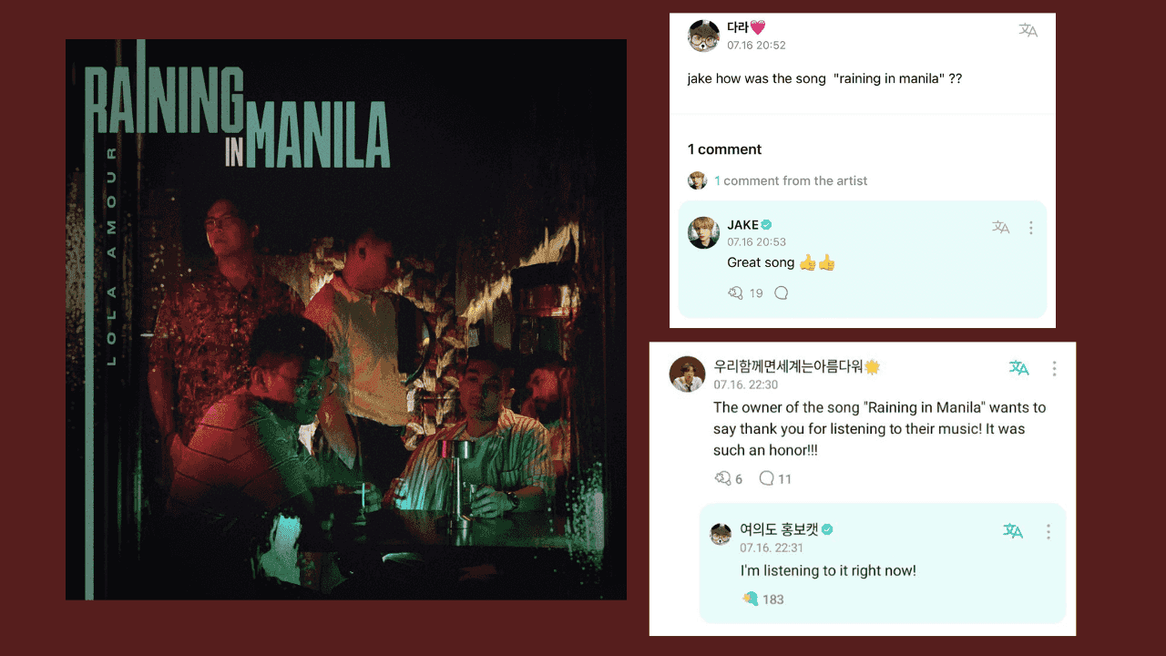 Lola Amour's 'Raining in Manila' gets noticed by Enhypen