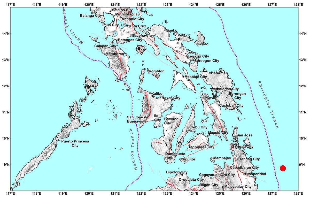 Magnitude 5.1 quake strikes Cagwait, Surigao del Sur