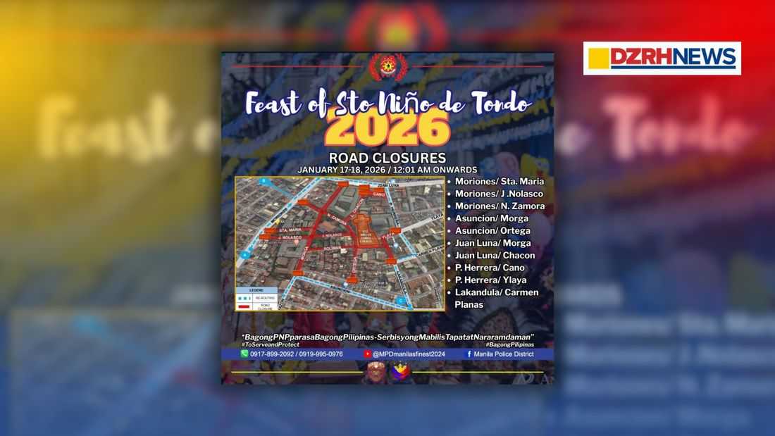 MPD implements traffic diversions ahead of Sto. Niño de Tondo feast