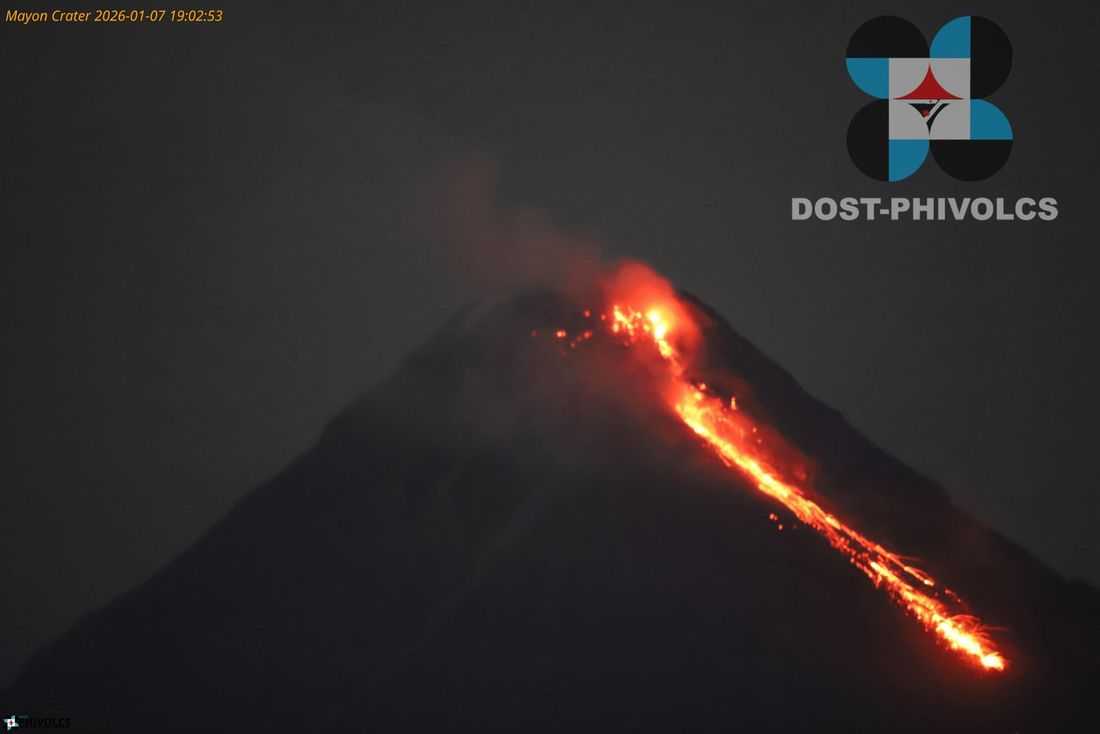 PHIVOLCS records 2 volcanic earthquakes, 72 rockfalls, 100 pyroclastic flows at Mayon