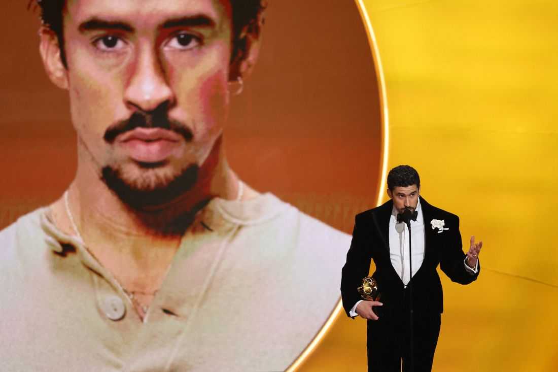 Bad Bunny says 'ICE out' during Grammy awards acceptance speech