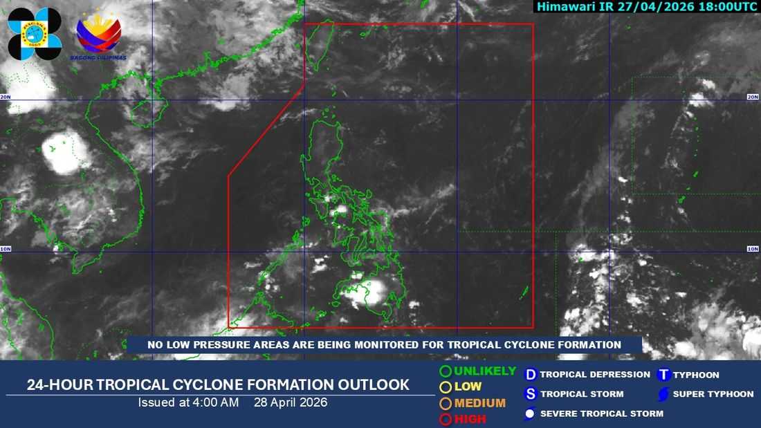 Easterlies affect PH on Tuesday, April 28
