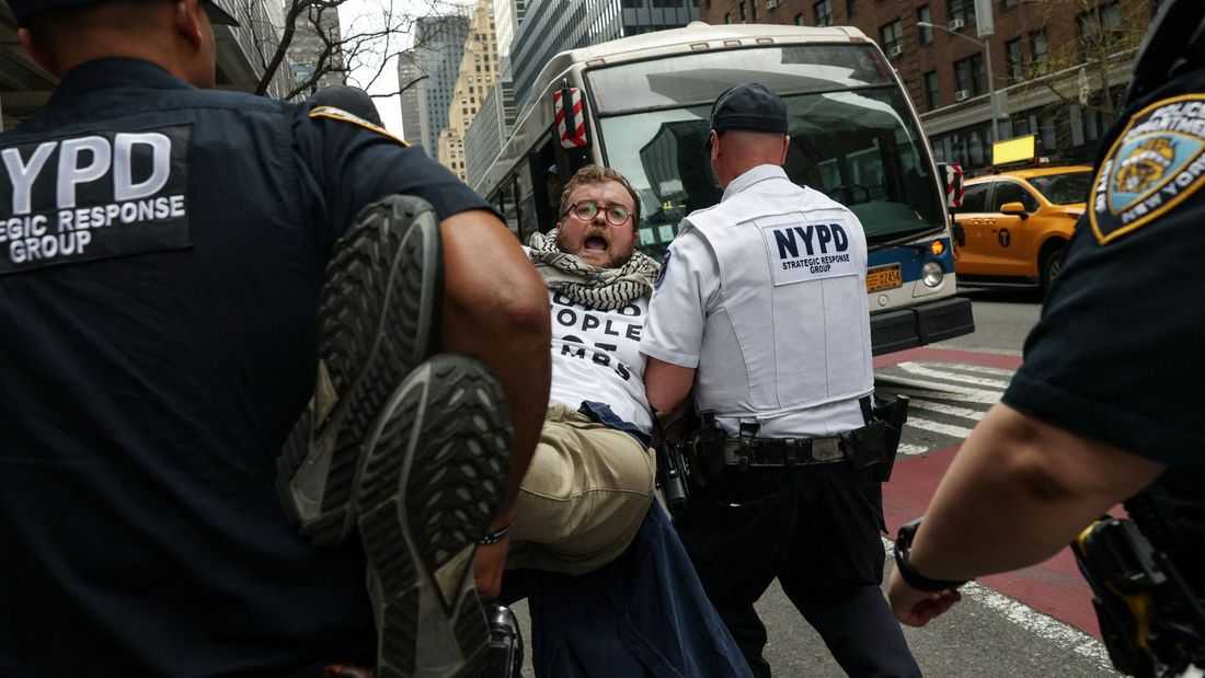 Dozens detained in New York City protest over US arms sales to Israel