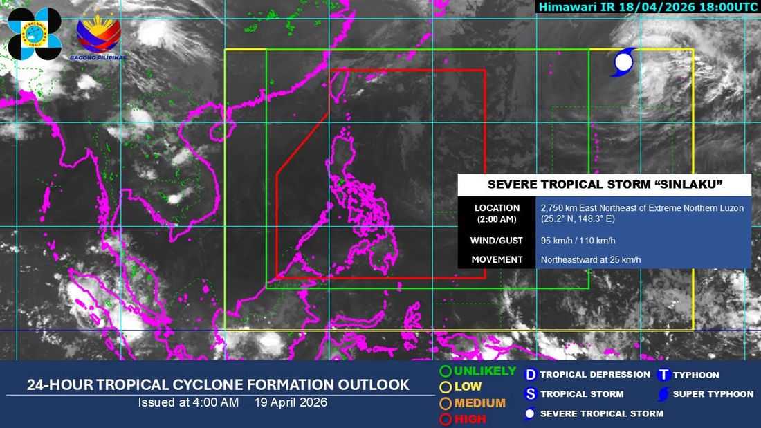 Typhoon Sinlaku outside PAR weakens to severe tropical storm