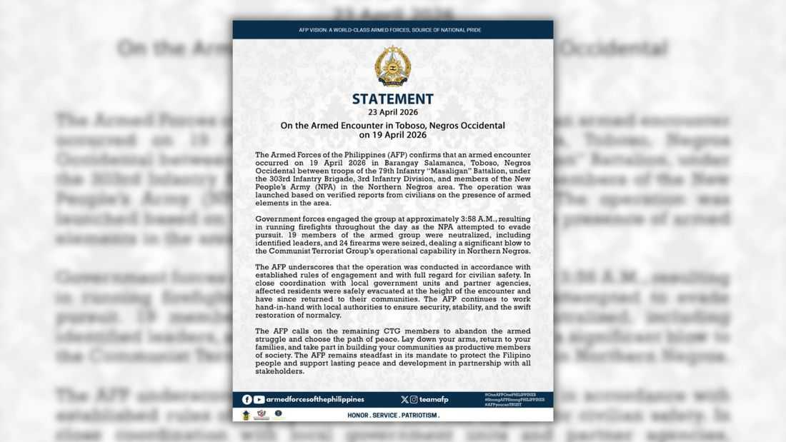 AFP maintains adherence to ‘established rules of engagement’ during fatal Toboso encounter