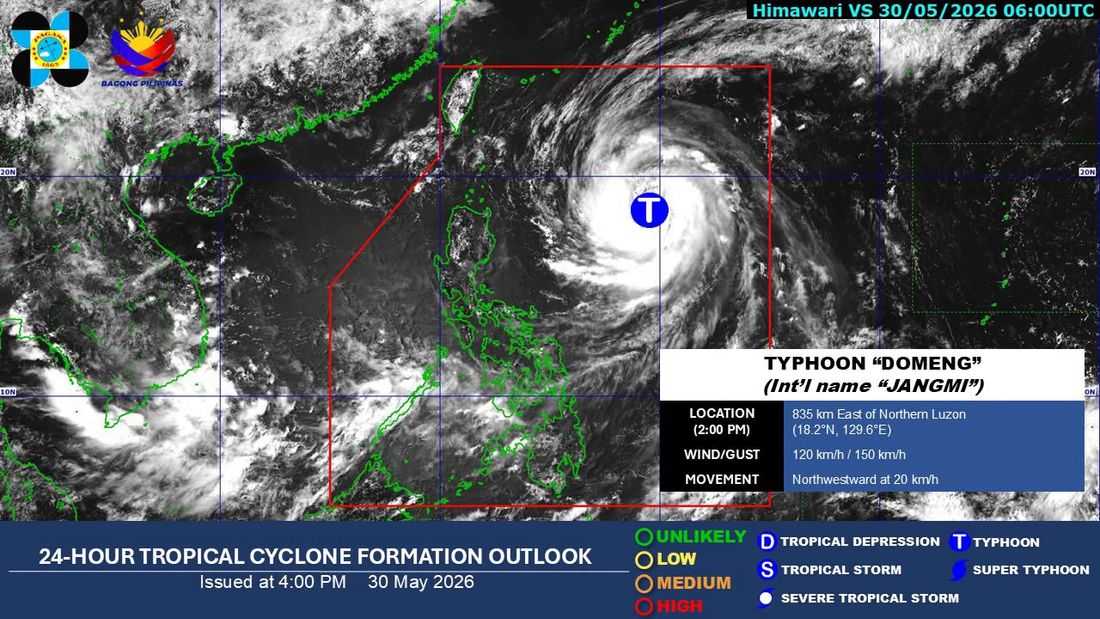 'Domeng' intensifies into typhoon inside PAR; unlikely to make landfall  — PAGASA