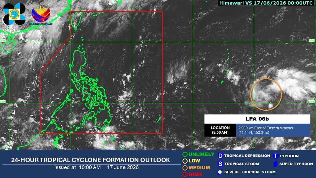LPA spotted outside PAR, has 'medium' chance of developing into tropical depression