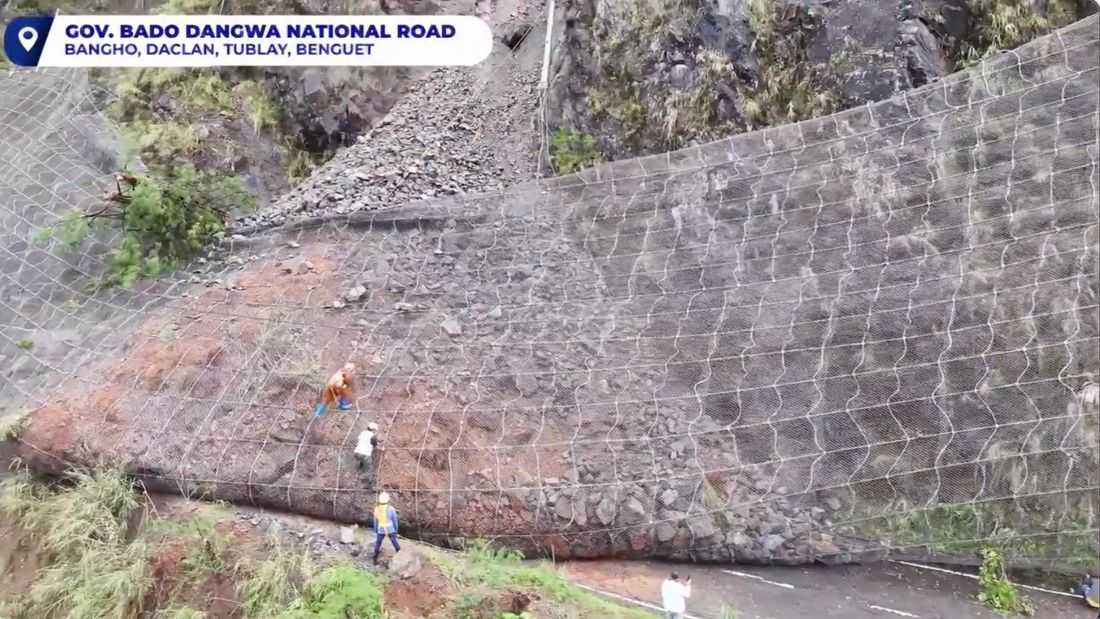 DPWH clearing operations continue after slope protection collapse in Tublay, Benguet