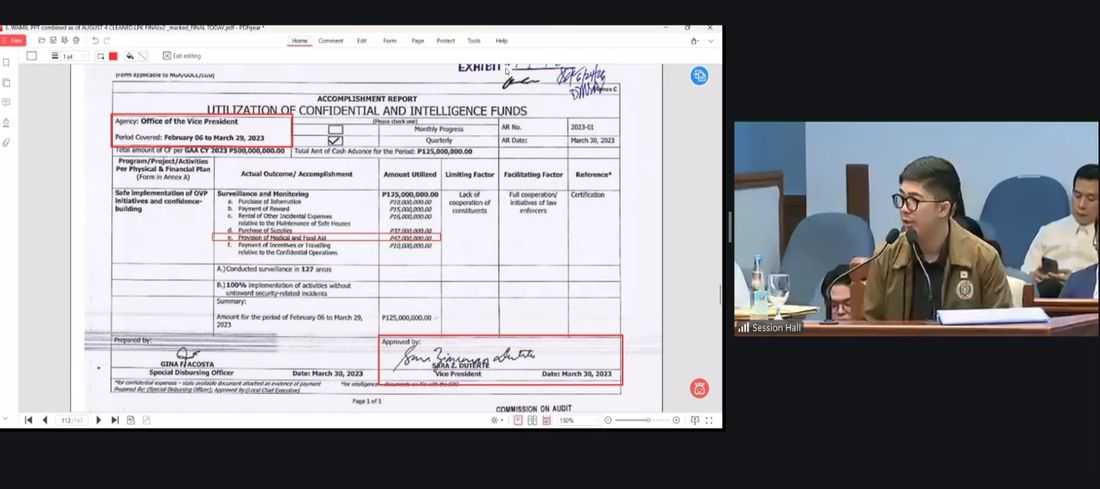 Ex-COA auditor: OVP had no official receipts for medical, food aid, travel expenses under confidential funds