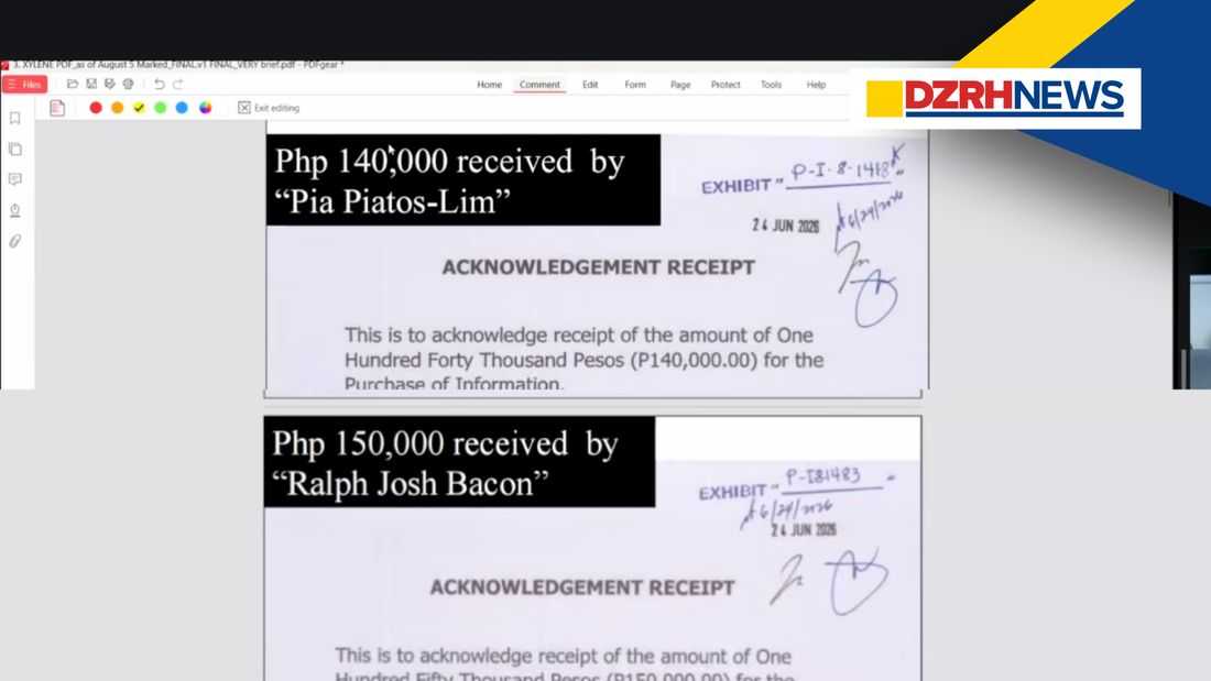 Prosecution presents OVP receipts bearing names 'Pia Piatos', 'Josh Bacon'
