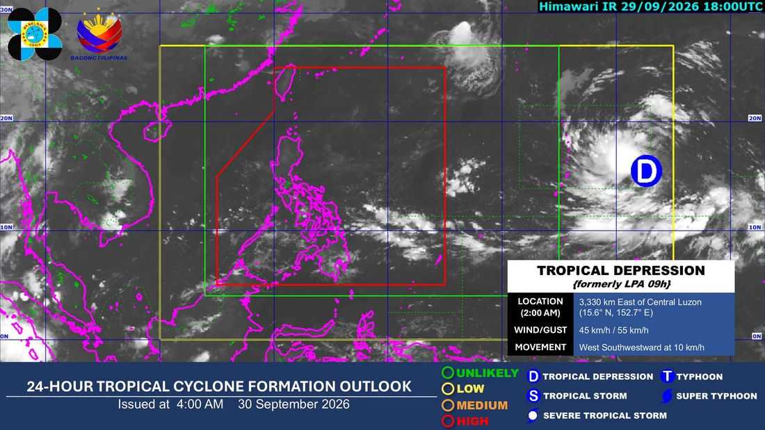Tropical depression forms outside PAR; ITCZ to affect parts of PH