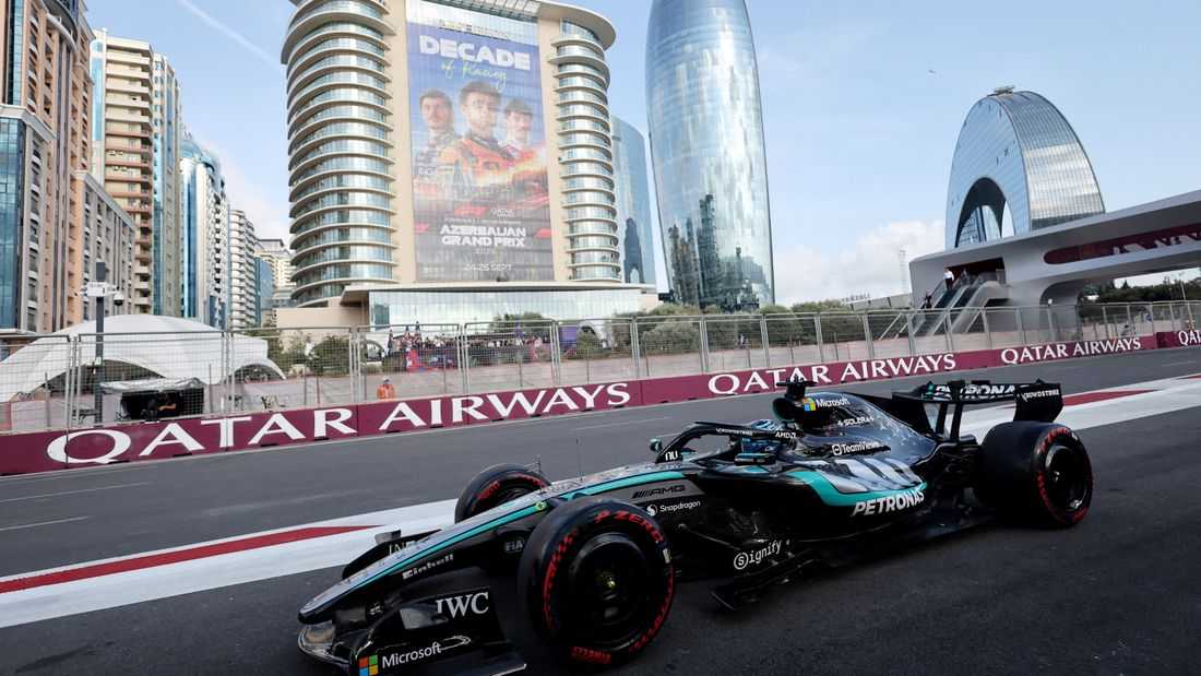 Motor racing-Russell storms to dominant Baku pole as championship leader Antonelli crashes