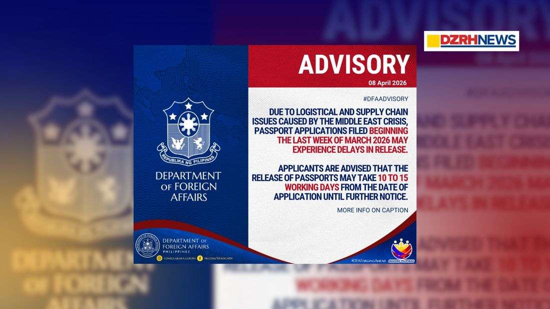 DFA warns of passport release delays due to the Middle East crisis