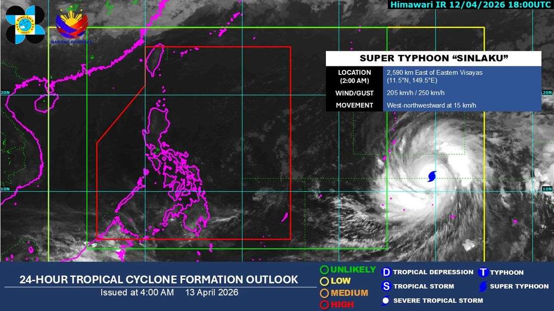 Typhoon "Sinlaku" outside PAR intensifies into Super Typhoon — PAGASA