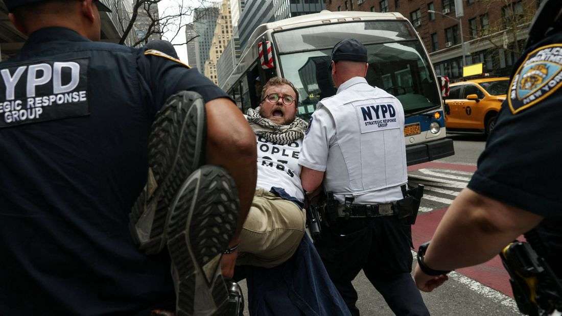 Dozens detained in New York City protest over US arms sales to Israel
