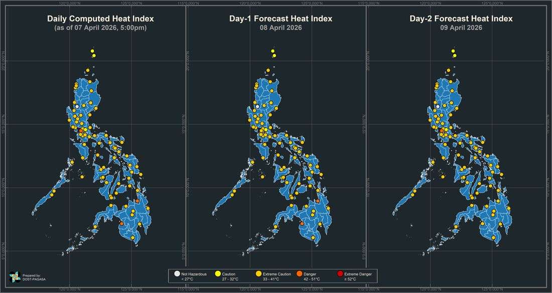 2 areas under ‘danger’ heat index on April 8