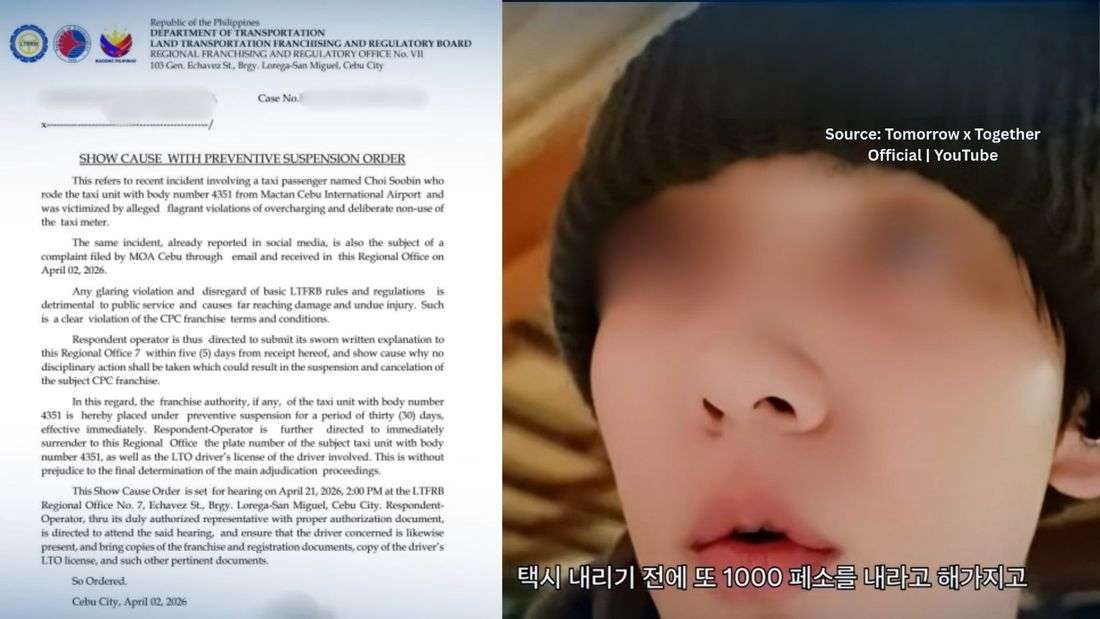 LTFRB serves show cause order vs. taxi operator over alleged overcharge of K-Pop star Soobin