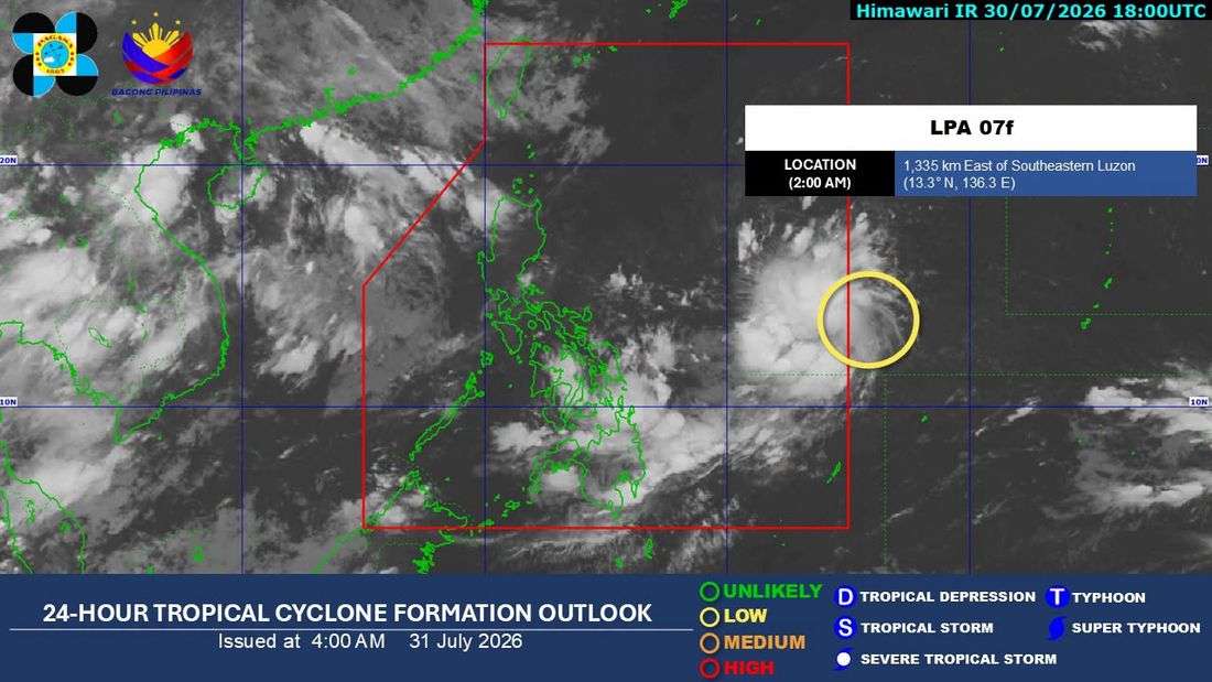 LPA trough brings rains across Visayas, Eastern Mindanao