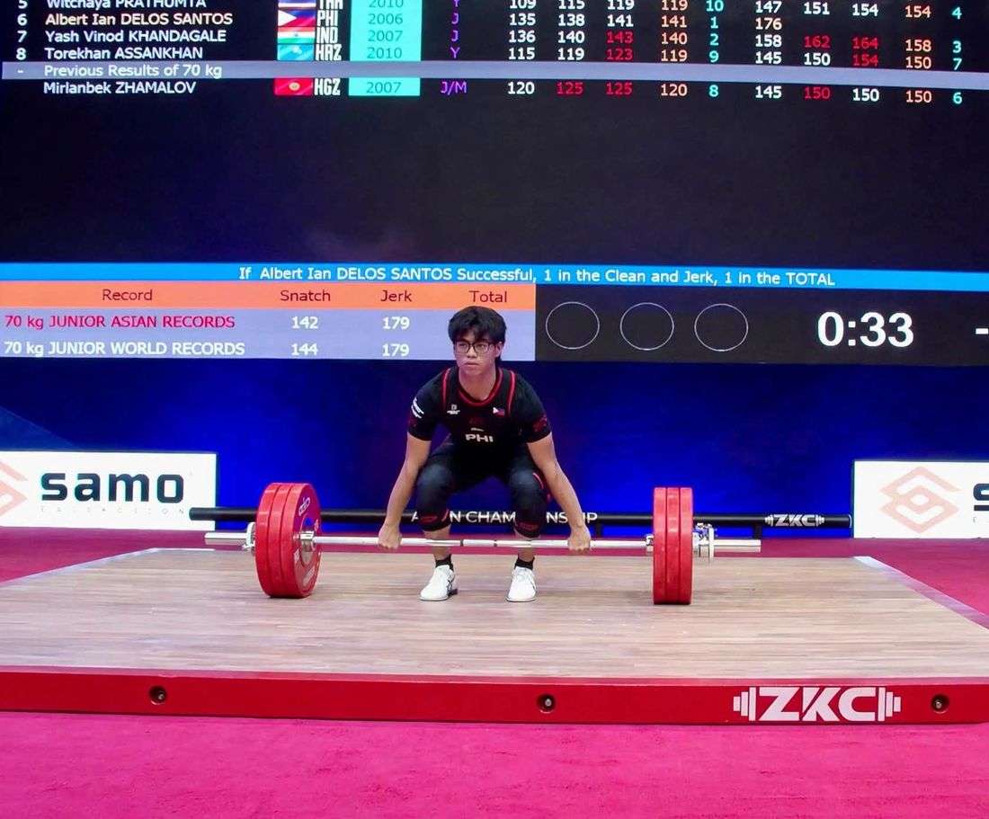 PH weightlifter Albert Delos Santos bags 3 golds, rewrites Asian, junior world records