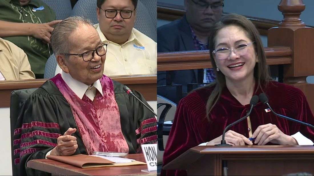 Ret. Justice Panganiban jokes to Hontiveros in impeachment court: ‘Binata rin ako’