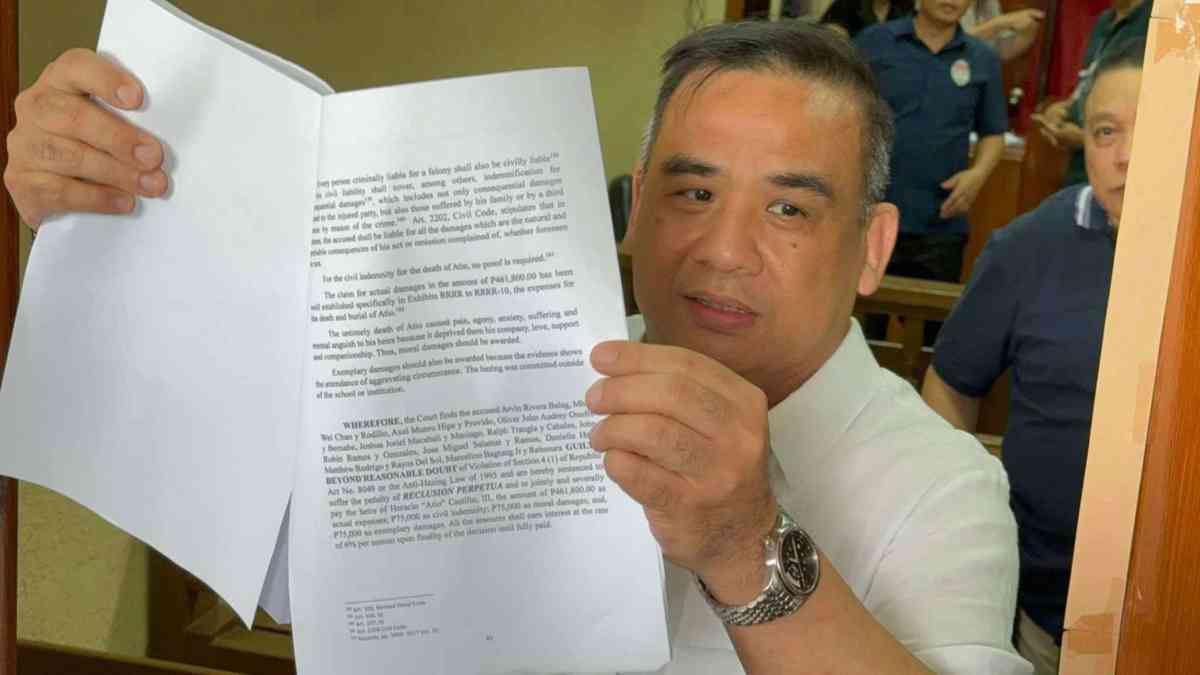 10 frat members found Guilty in Atio Castillo's death, sentenced to reclusion perpetua