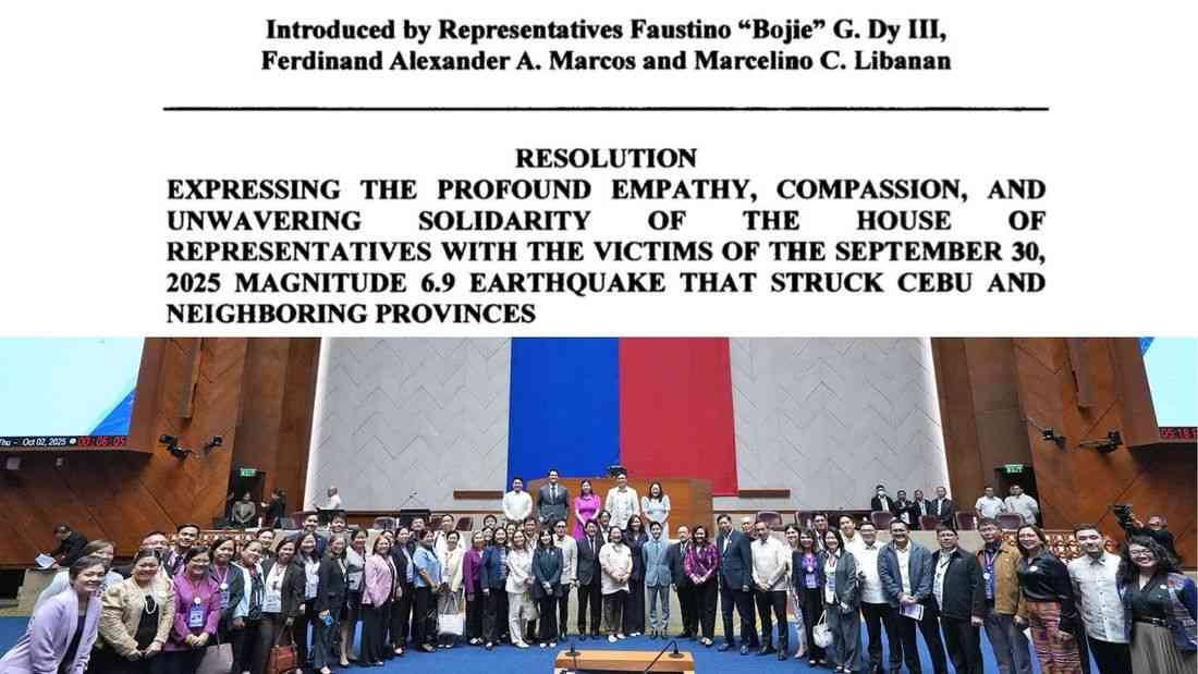 House extends condolences to Cebu quake victims