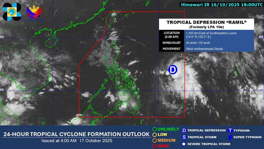 LPA now tropical depression 'Ramil'