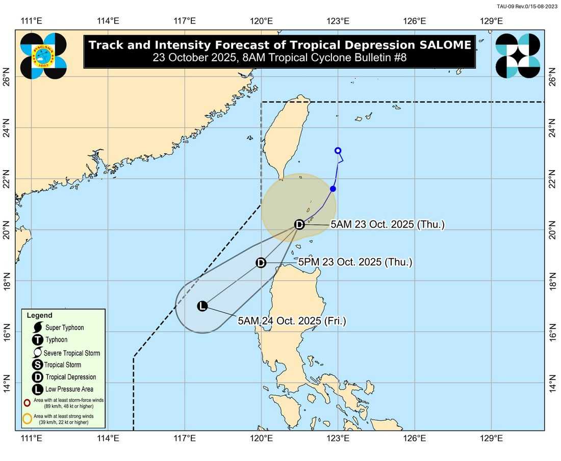 #SalomePH weakens to Tropical Depression; Signal No. 1 remains in Batanes