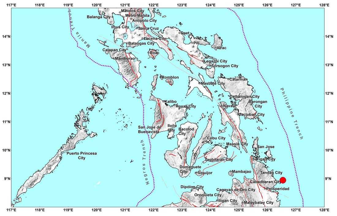 A magnitude 6 earthquake strikes Cagwait, Surigao del Sur