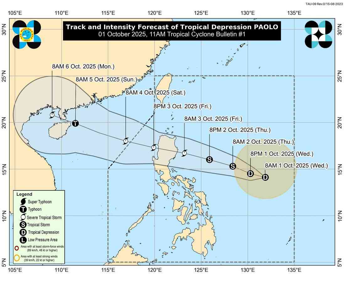 Tropical depression 'Paolo' forms east of Catanduanes, may strengthen before landfall